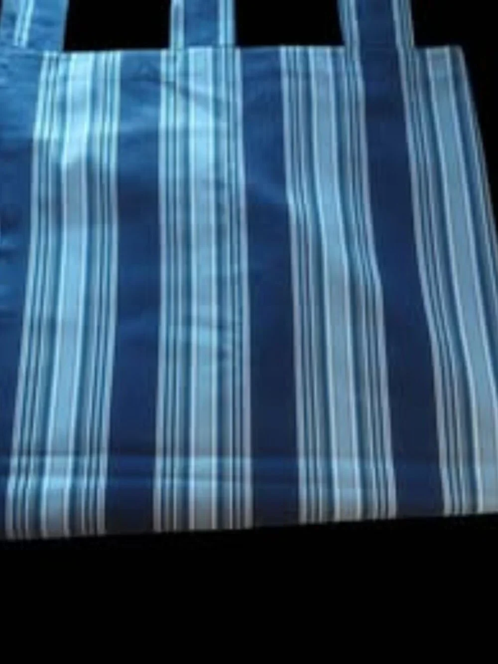 Blue striped tab top curtain